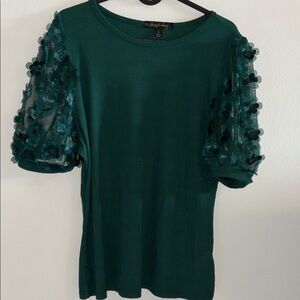 Gorgeous Blouse with Floral Mesh Sleeves